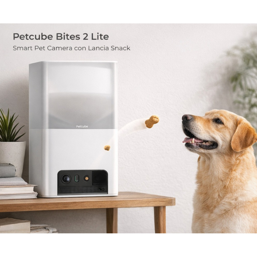 Petcube Bites 2 Lite Smart Pet Camera con Lancio Snack e Audio Bidirezionale