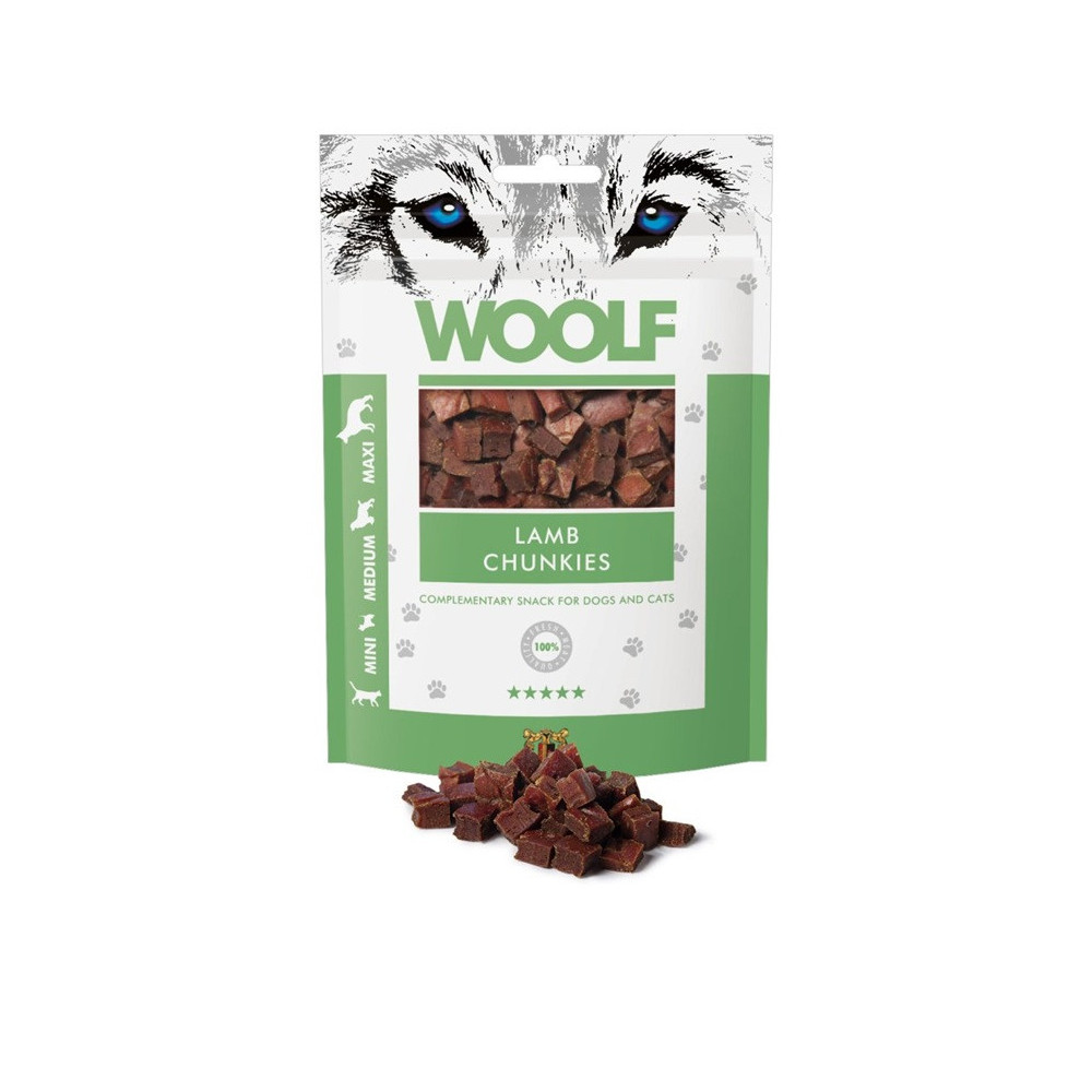 Woolf Lamb Chunkies 100g | Snack Morbidi Agnello Cane