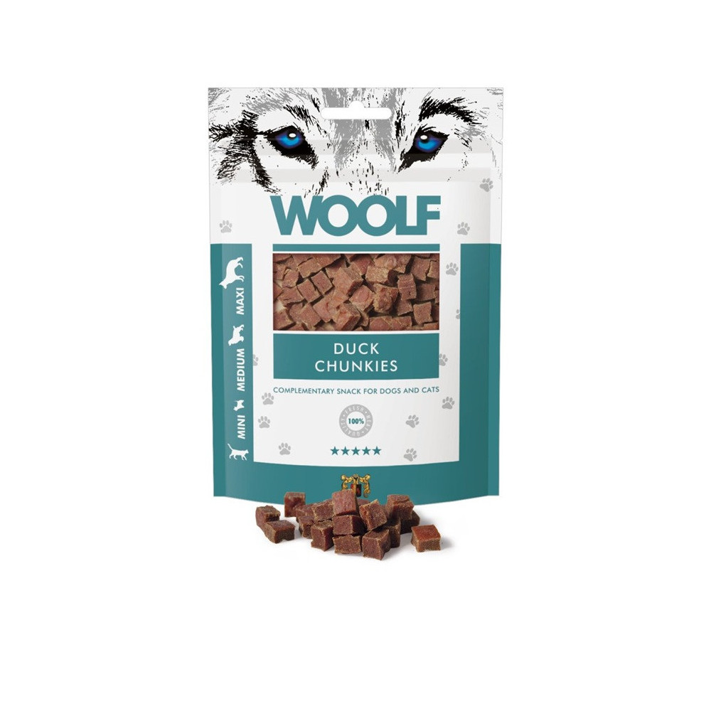 Woolf Duck Chunkies 100g | Snack Morbidi Anatra Cane