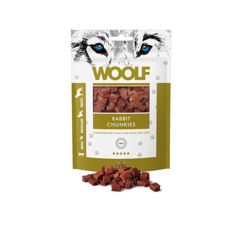 Woolf Rabbit Chunkies 100g | Snack Coniglio Cane