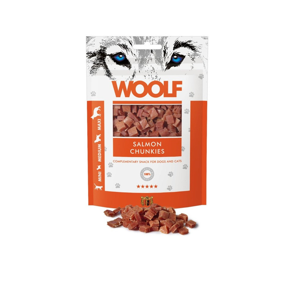 Woolf Salmon Chunkies 100g | Snack Salmone Cane