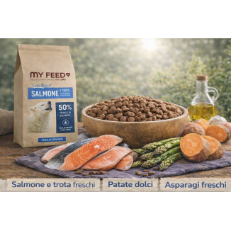 Crocchette Cane Taglia Grande Grain Free Salmone Trota 12kg My Feed