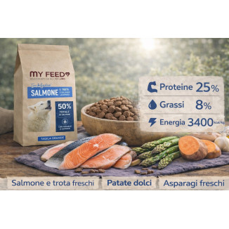 Crocchette Cane Taglia Grande Grain Free Salmone Trota 12kg My Feed