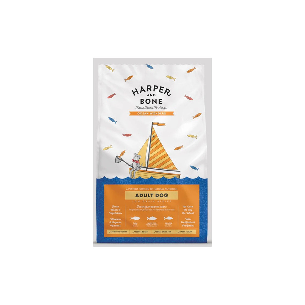 Crocchette cane multiproteiche pesce tonno salmone 12kg | Harper & Bone