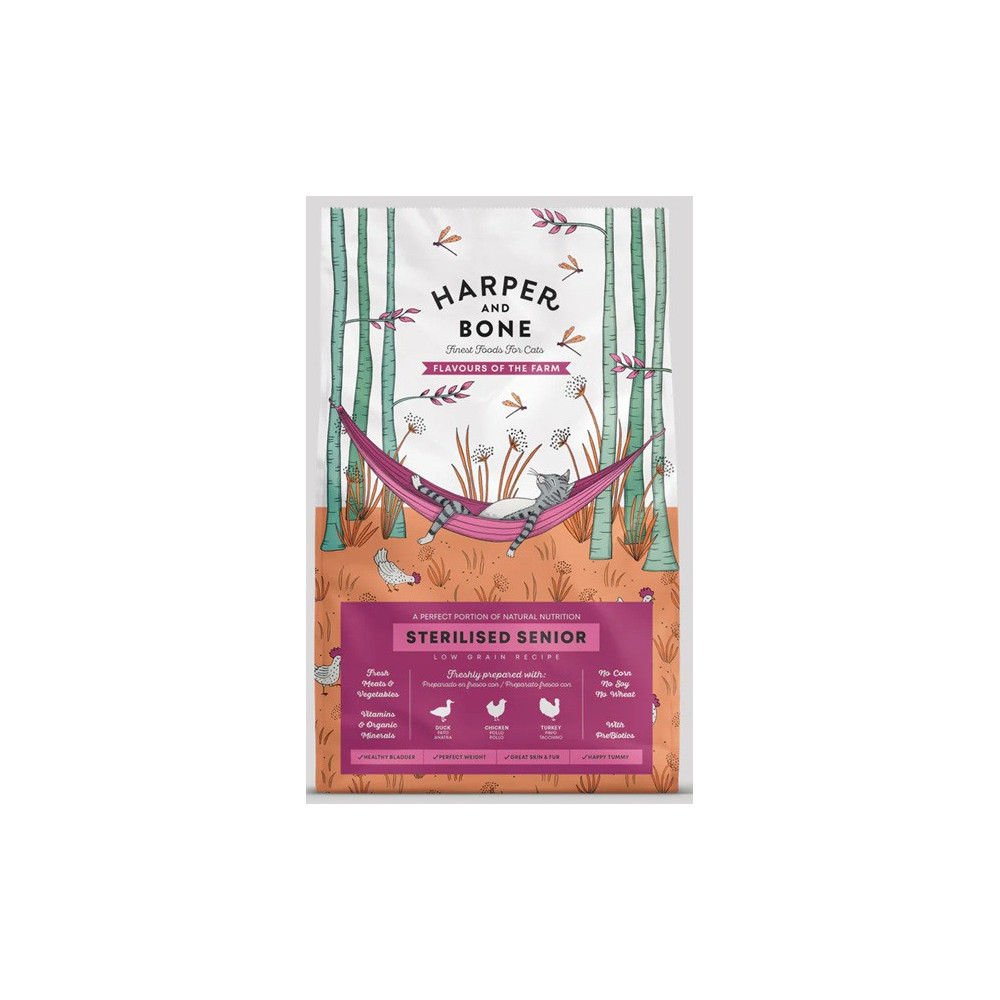 Crocchette gatto sterilizzato senior pollo tacchino 2kg Harper & Bone | Hobby Pet