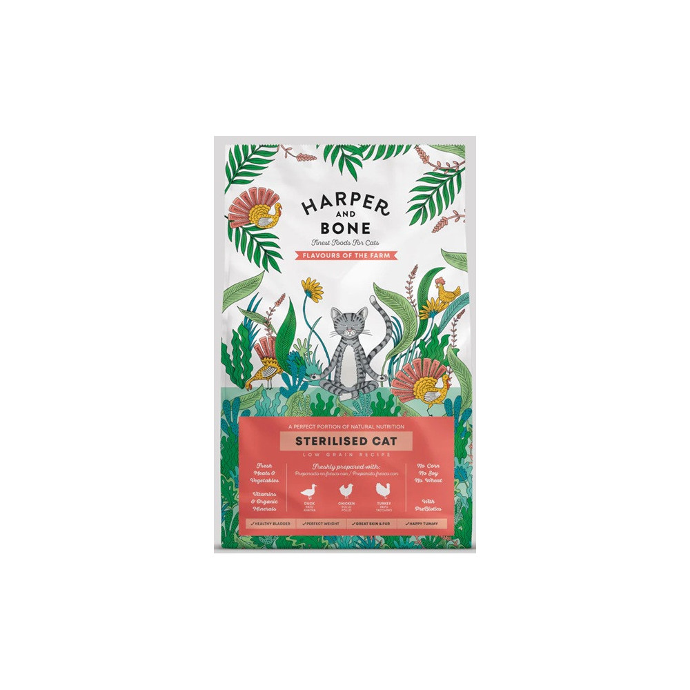 Crocchette gatto sterilizzato pollo tacchino anatra 2kg Harper & Bone | Hobby Pet