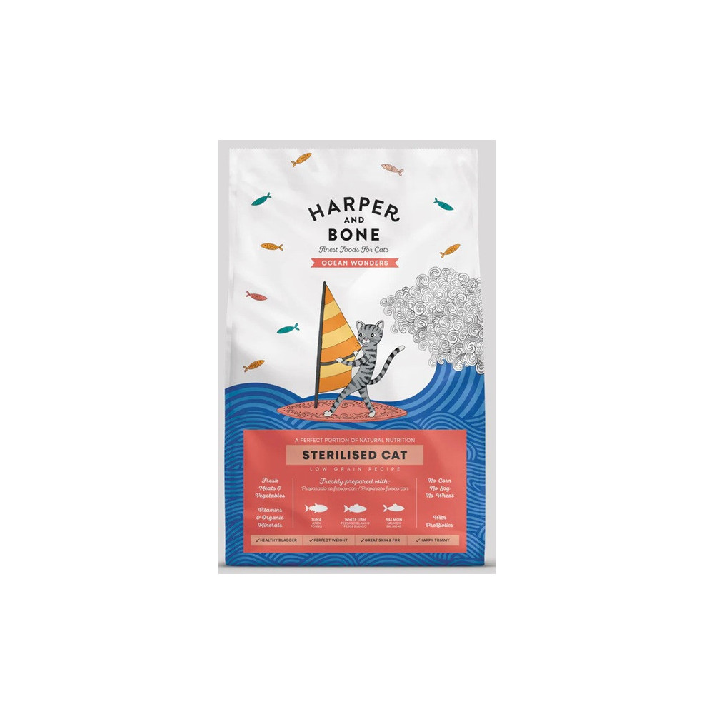 Crocchette gatto sterilizzato tonno salmone 5kg Harper & Bone | Hobby Pet
