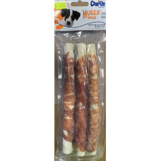 Snack per cani in pelle bovina con carne 3 pezzi 240gr lunghezza 26cm
