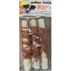 Snack per cani in pelle bovina con carne 3 pezzi 150gr lunghezza 15cm